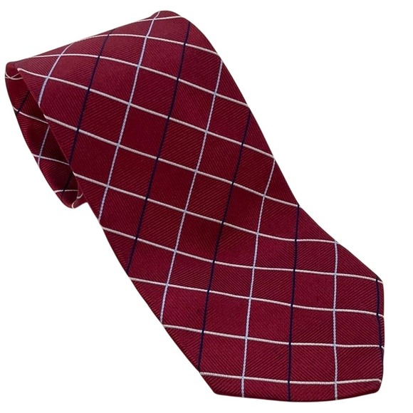Brooks Brothers Other - Brooks Brothers Makers‎ Mens Neck Tie 58" Long Red Plaid Classic Blue Window